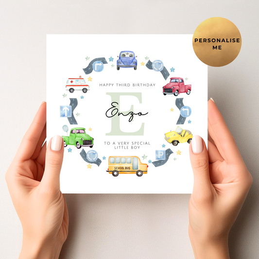 Vehicle Birthday Card For Little Boy
