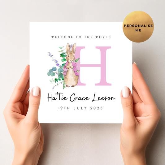 Peter Rabbit New Baby Card For Little Girl