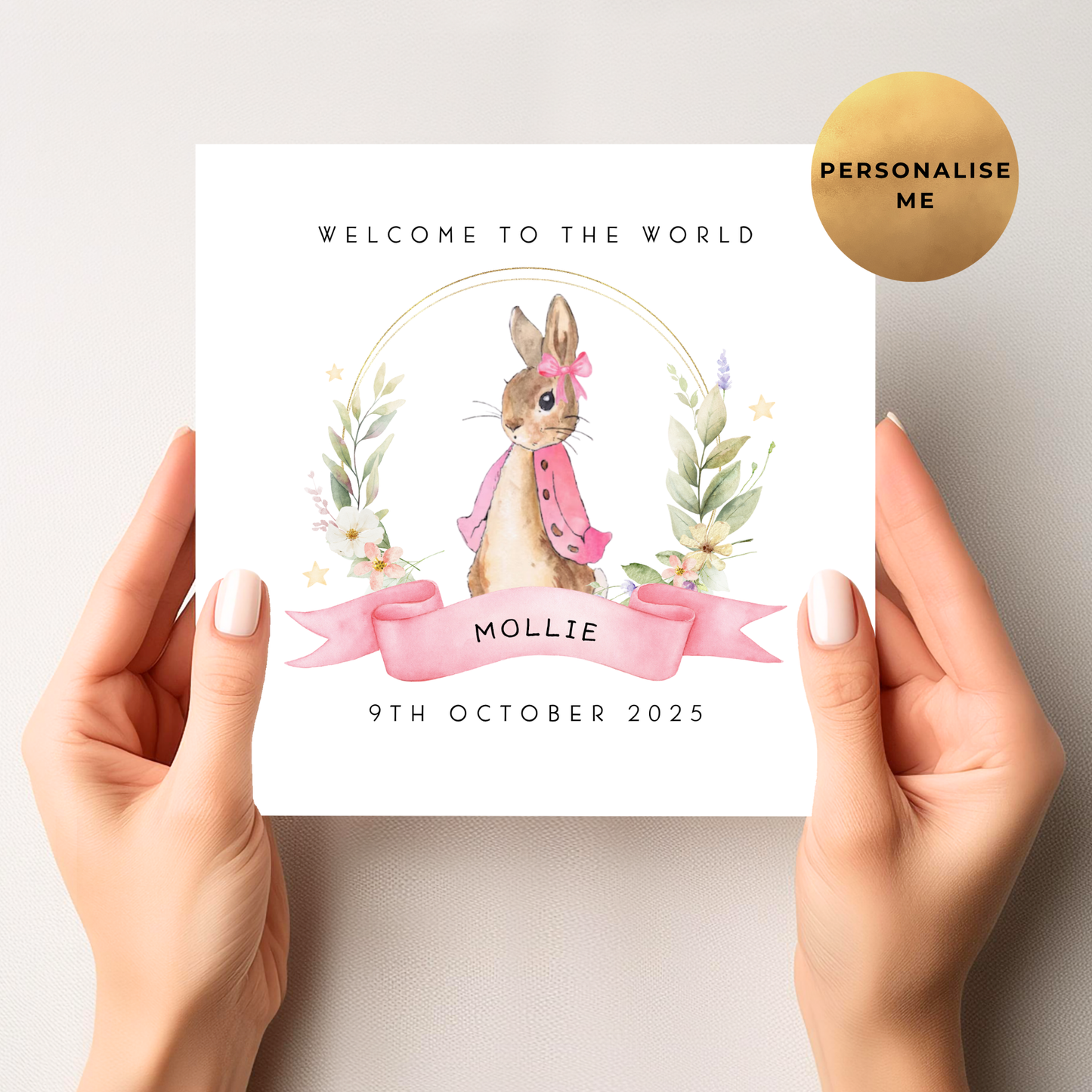 Peter Rabbit New Baby Card For Little Girl