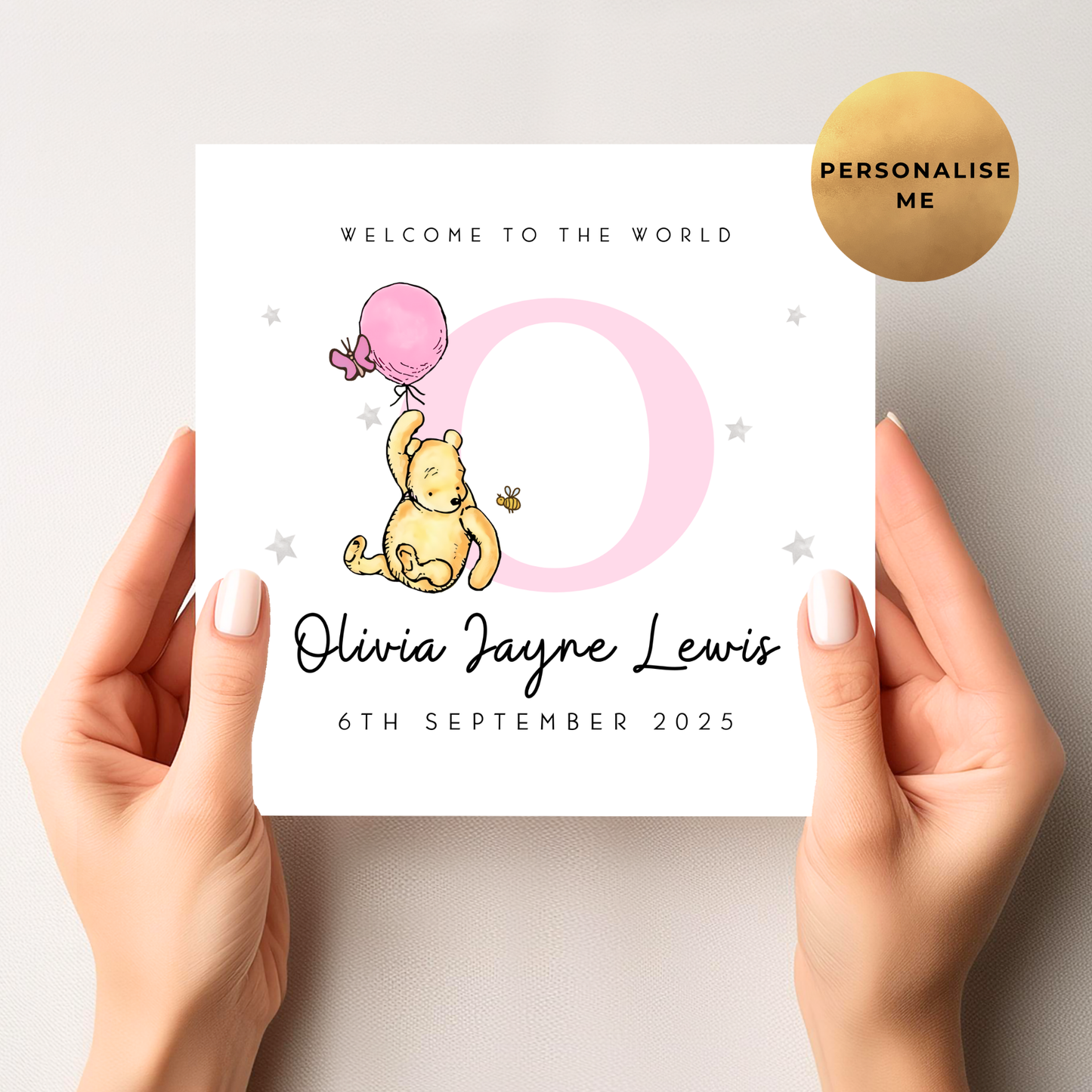 Winnie The Pooh New Baby Card For Little Girl
