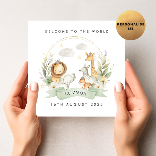 Safari Unisex New Baby Card