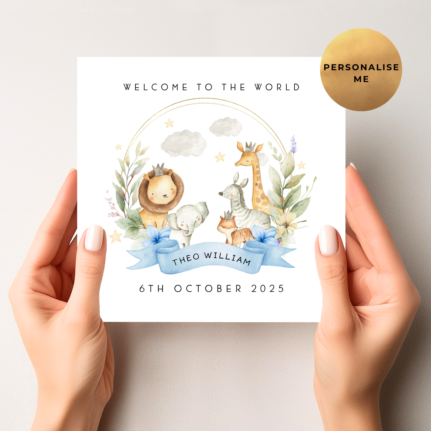 Safari New Baby Card For Little Boy