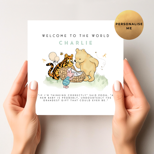 Winnie The Pooh Unisex New Baby Card