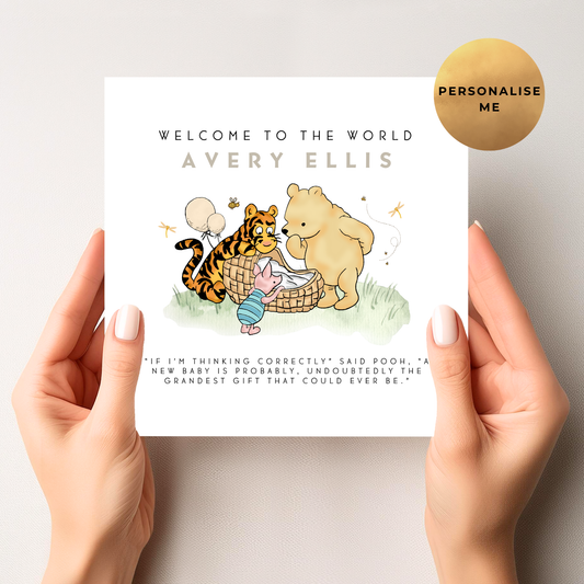 Winnie The Pooh Unisex New Baby Card