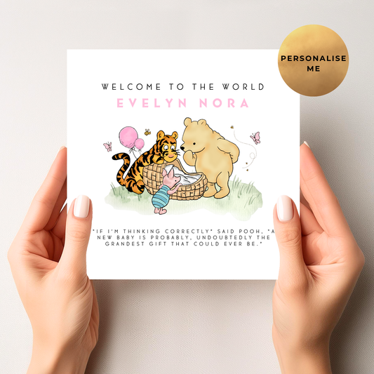 Winnie The Pooh New Baby Card For Little Girl