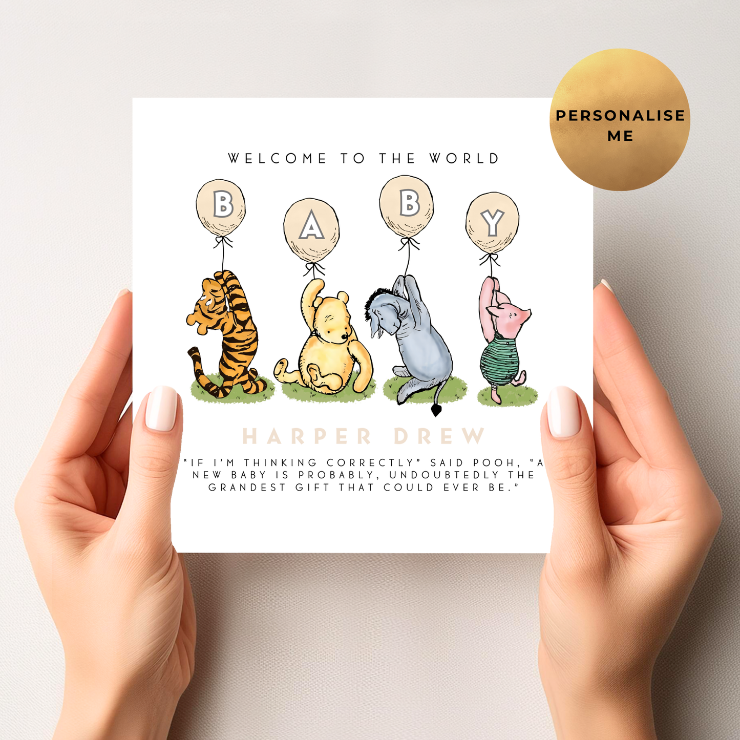 Winnie The Pooh Unisex New Baby Card