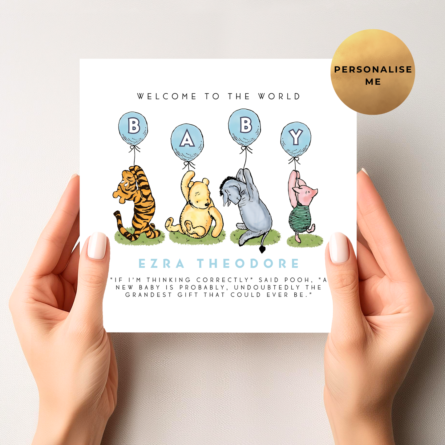 Winnie The Pooh New Baby Card For Little Boy