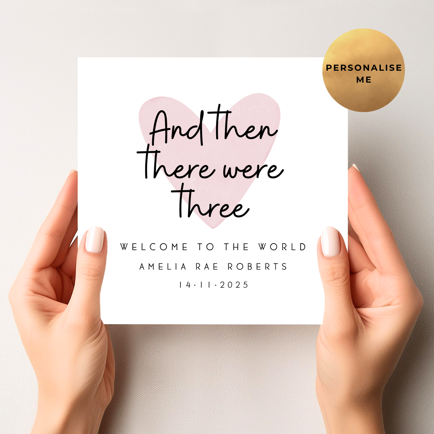 Then There Were Three New Baby Card For Little Girl