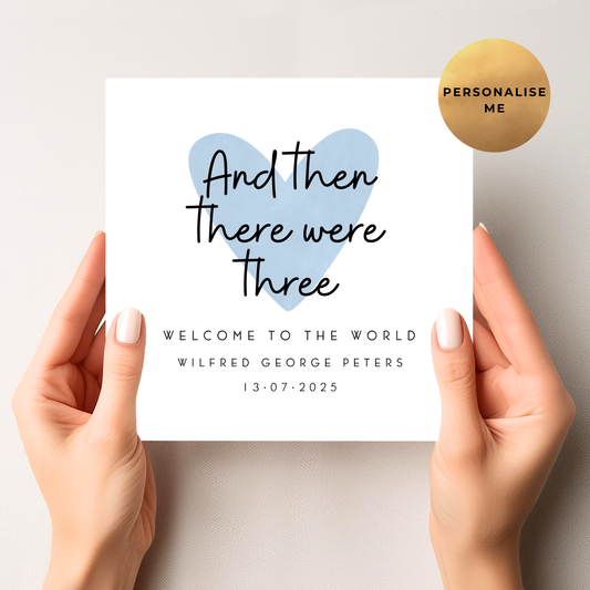 Then There Were Three New Baby Card For Little Boy