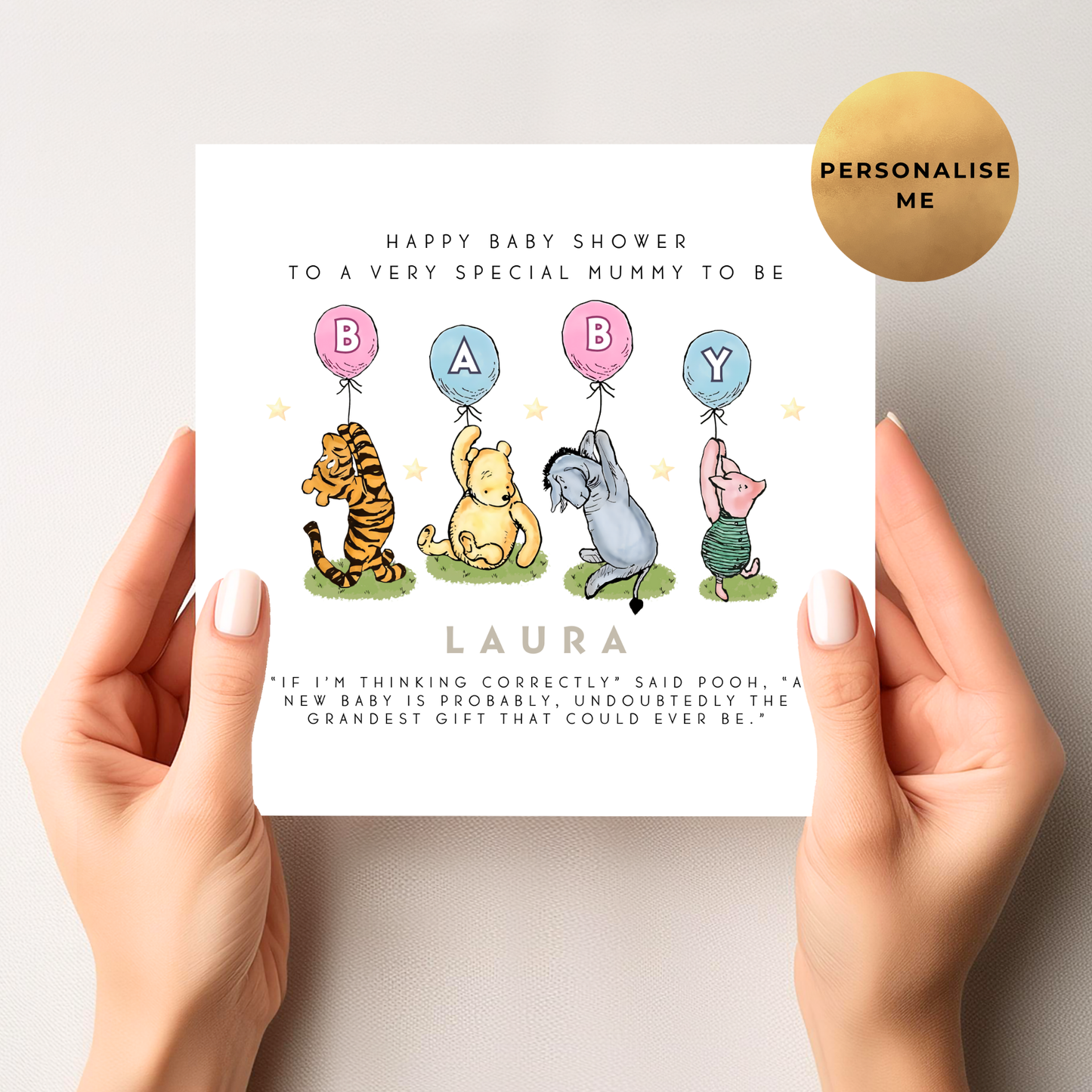 Winnie The Pooh Gender Neutral Baby Shower Card