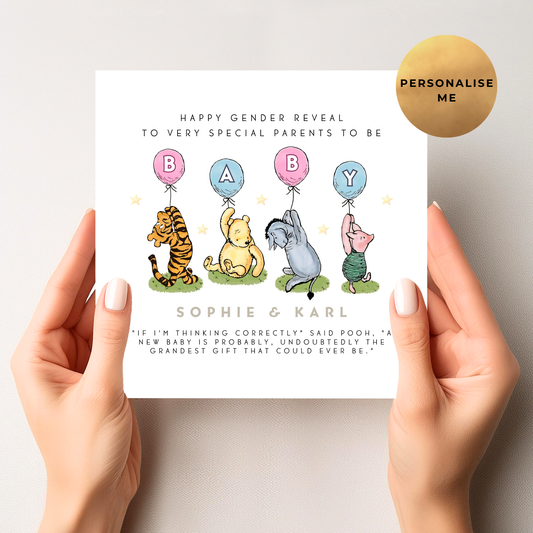 Winnie The Pooh Gender Reveal Card