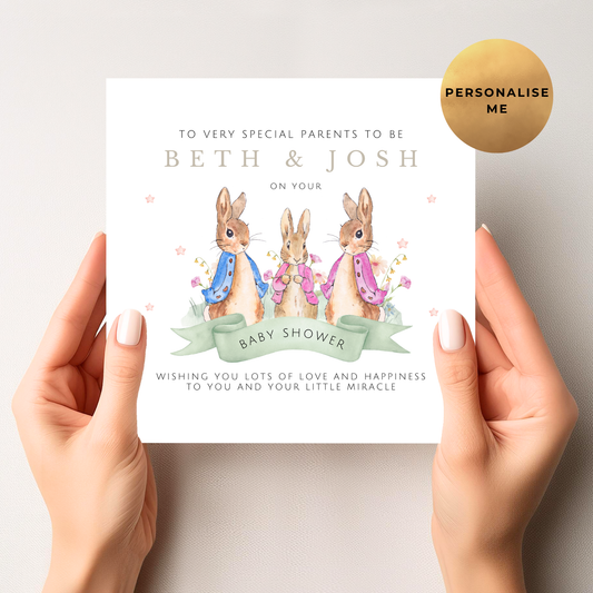 Peter Rabbit Baby Shower Card For Girl Mum