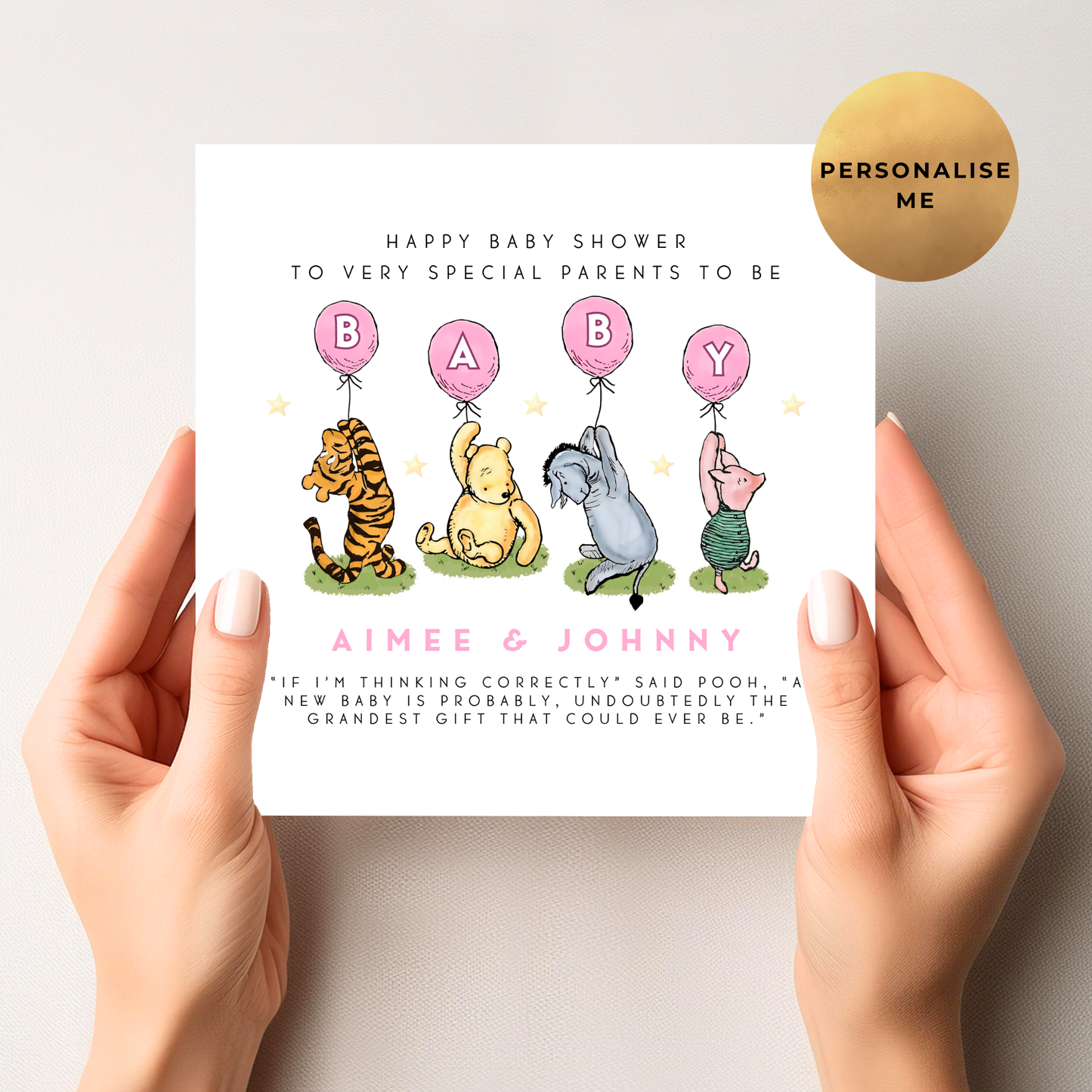 Winnie The Pooh Baby Shower Card For Girl Mum