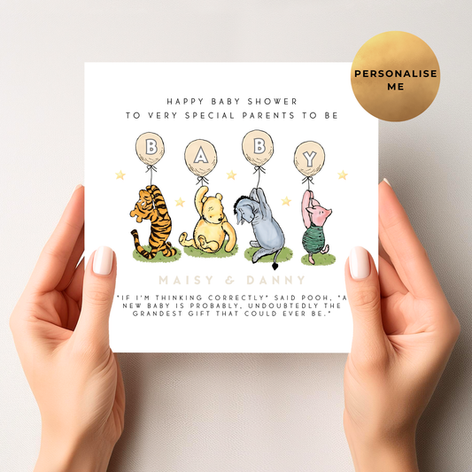 Winnie The Pooh Gender Neutral Baby Shower Card