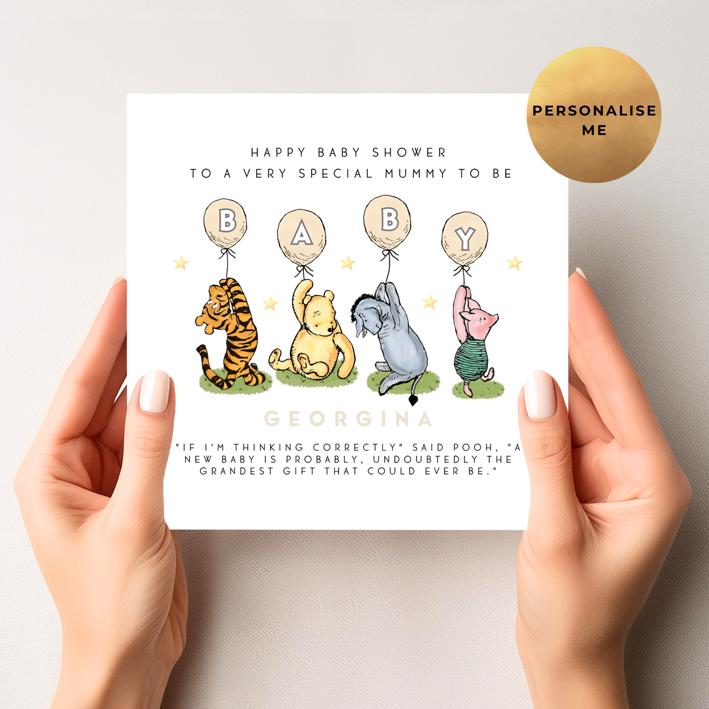 Winnie The Pooh Gender Neutral Baby Shower Card