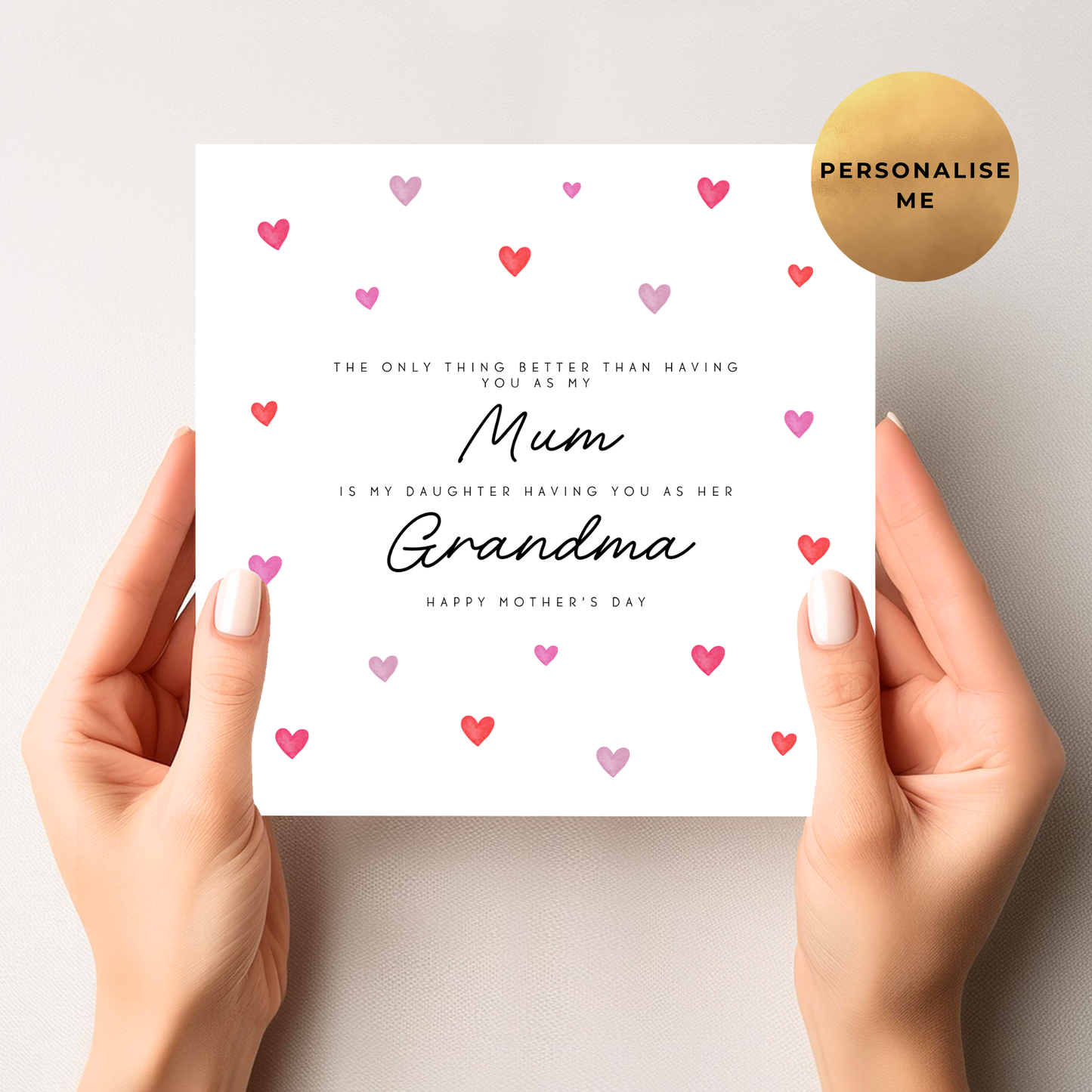 Love Hearts Mother's Day Card For Mum & Grandparent