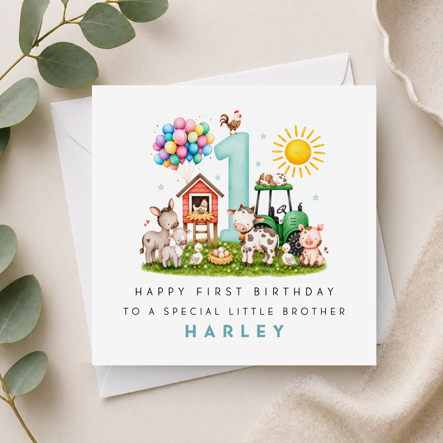 Farm Yard Birthday Card For Little Boy