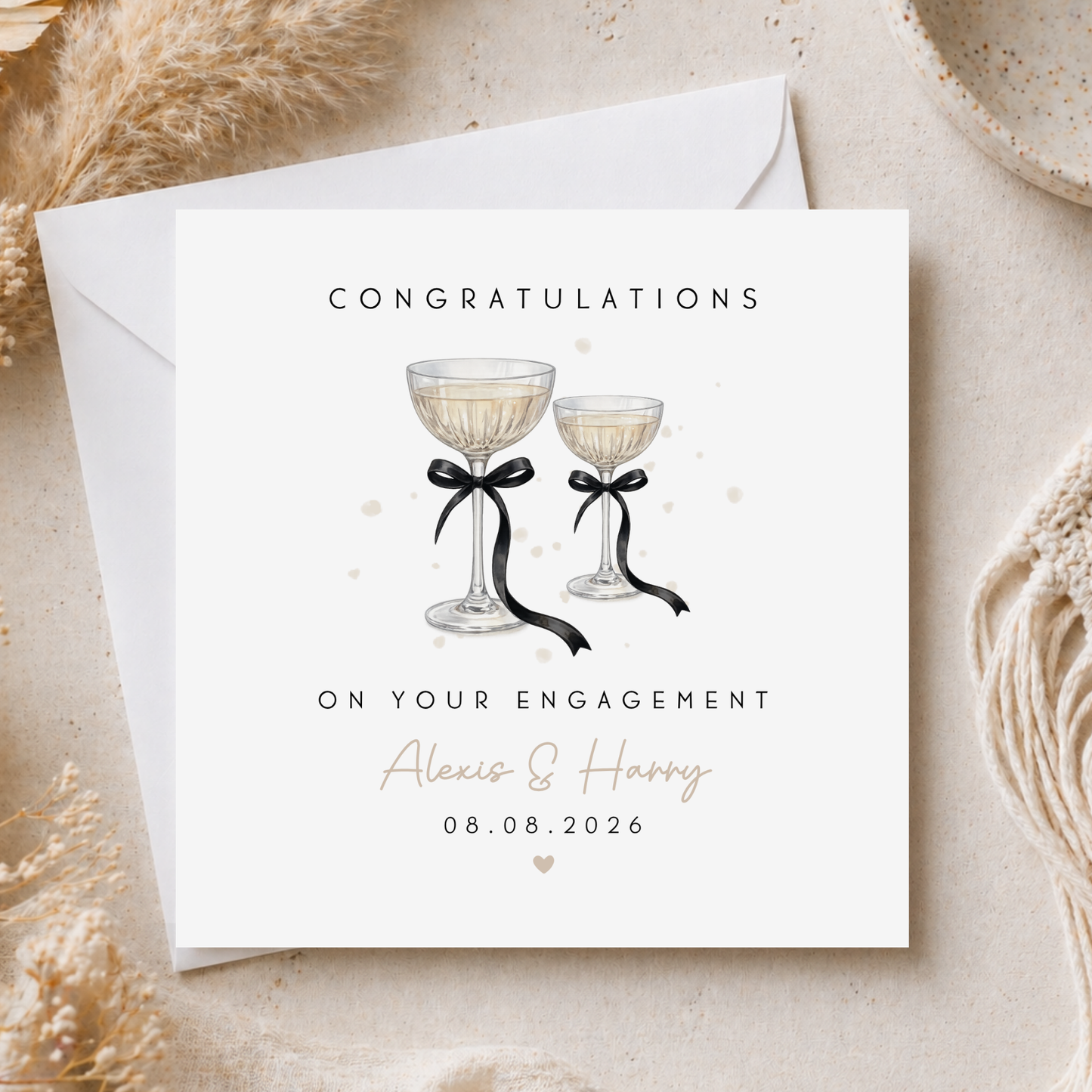 Champagne Engagement Card