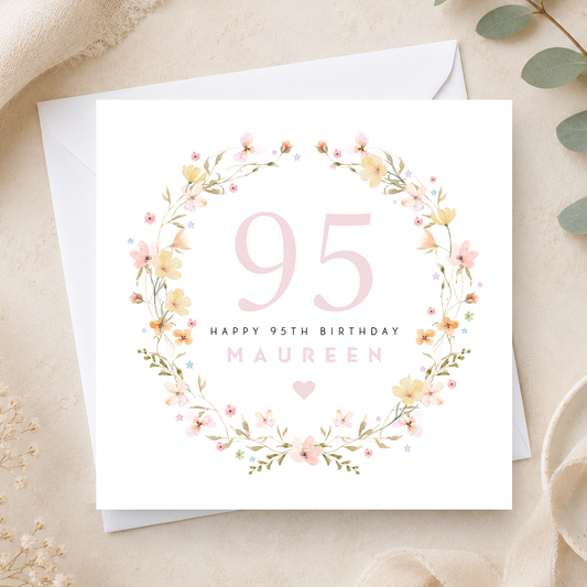 Floral 95th Birthday Card