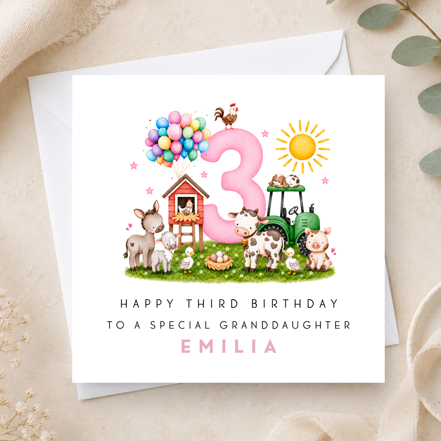 Farm Yard Birthday Card For Little Girl