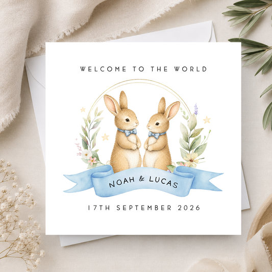 New Baby Card For Boy Twins