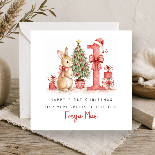 Bunny Rabbit First Christmas Card