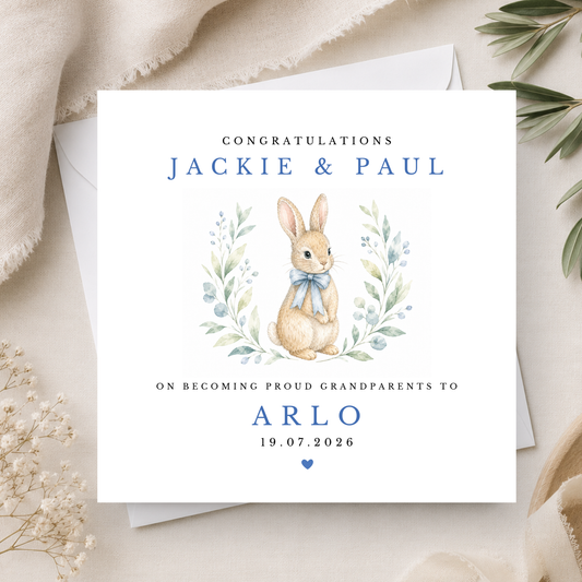 Bunny Rabbit Congratulations On Becoming New Grandparents Card