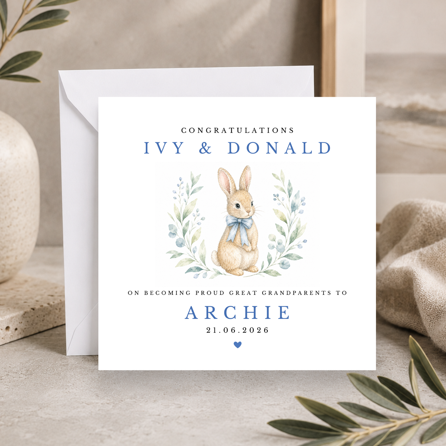 Bunny Rabbit Congratulations On Becoming Great Grandparents Card