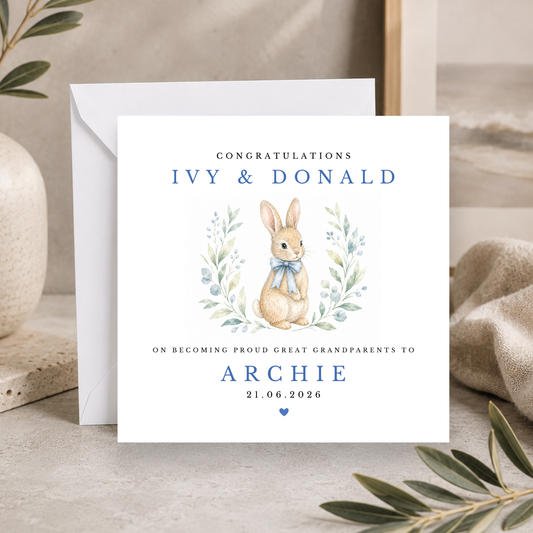 Bunny Rabbit Congratulations On Becoming Great Grandparents Card