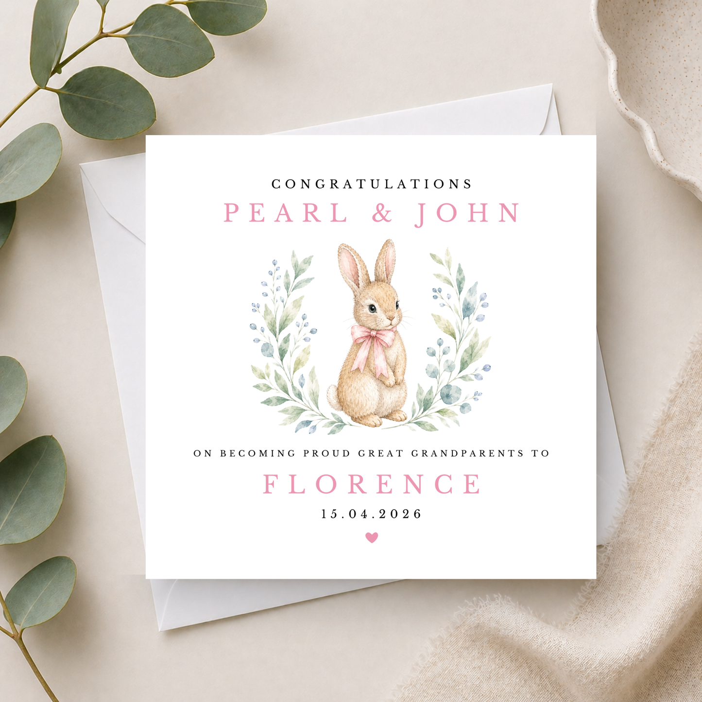 Bunny Rabbit Congratulations On Becoming Great Grandparents Card