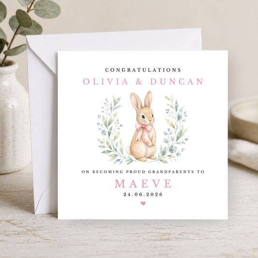 Bunny Rabbit Congratulations On Becoming New Grandparents Card