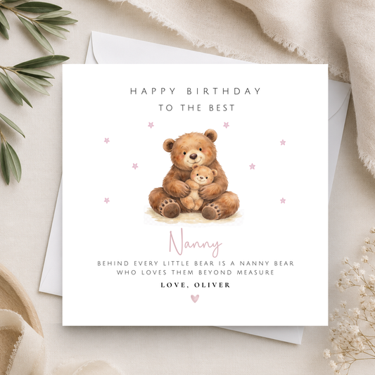 Bear Birthday Card For Nanny