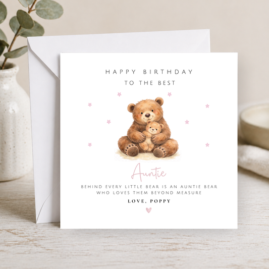 Bear Birthday Card For Auntie