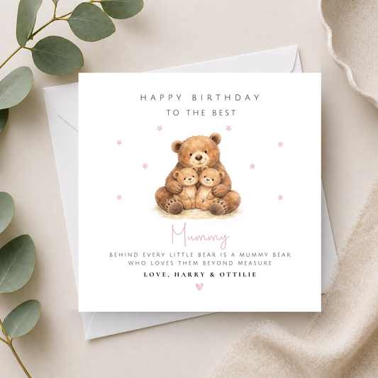 Bear Birthday Card For Mummy
