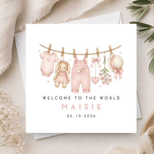 New Baby Card For Little Girl