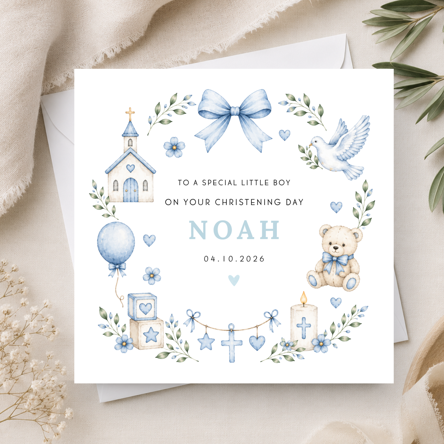 Christening Card For Little Boy