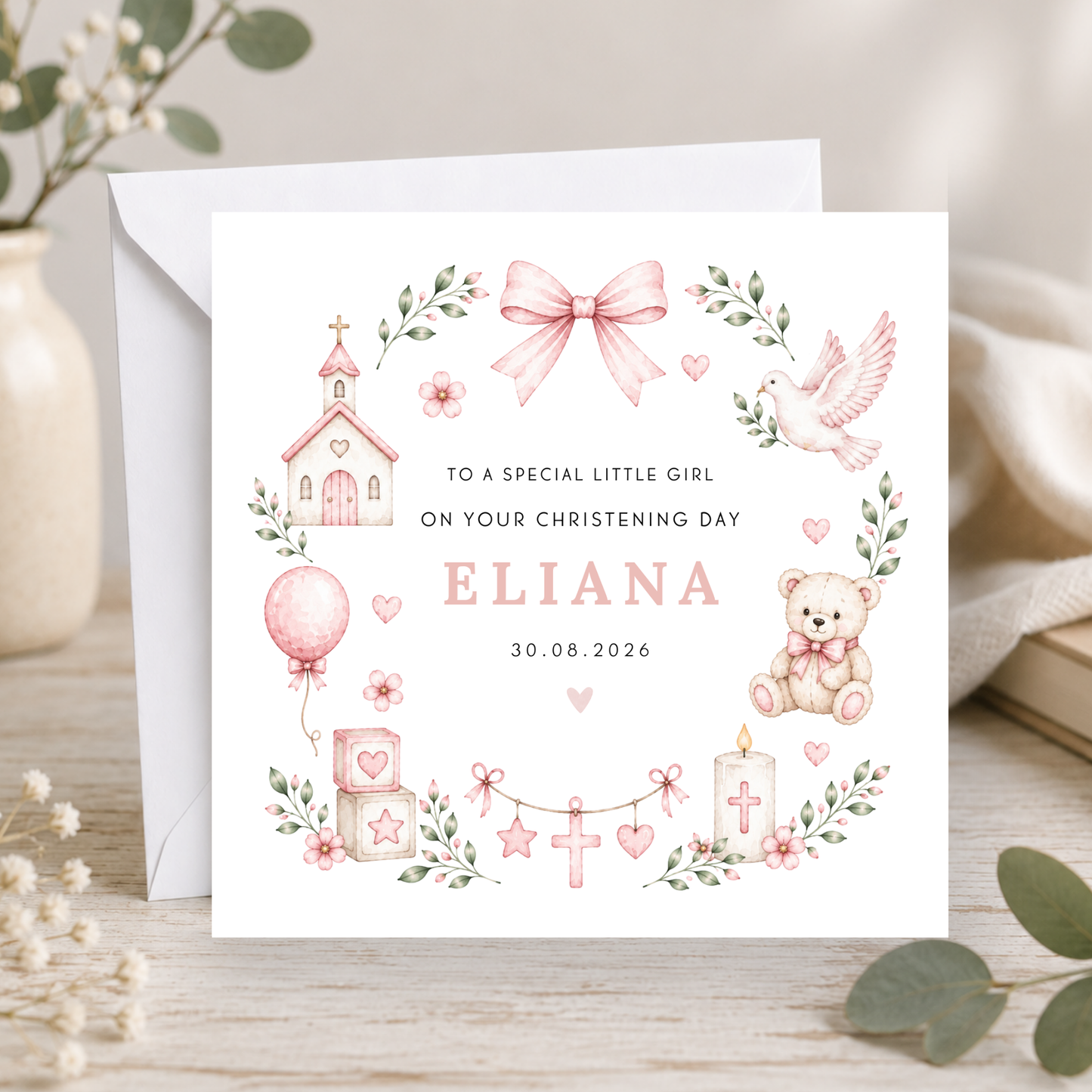 Christening Card For Little Girl