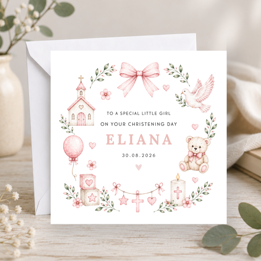 Christening Card For Little Girl