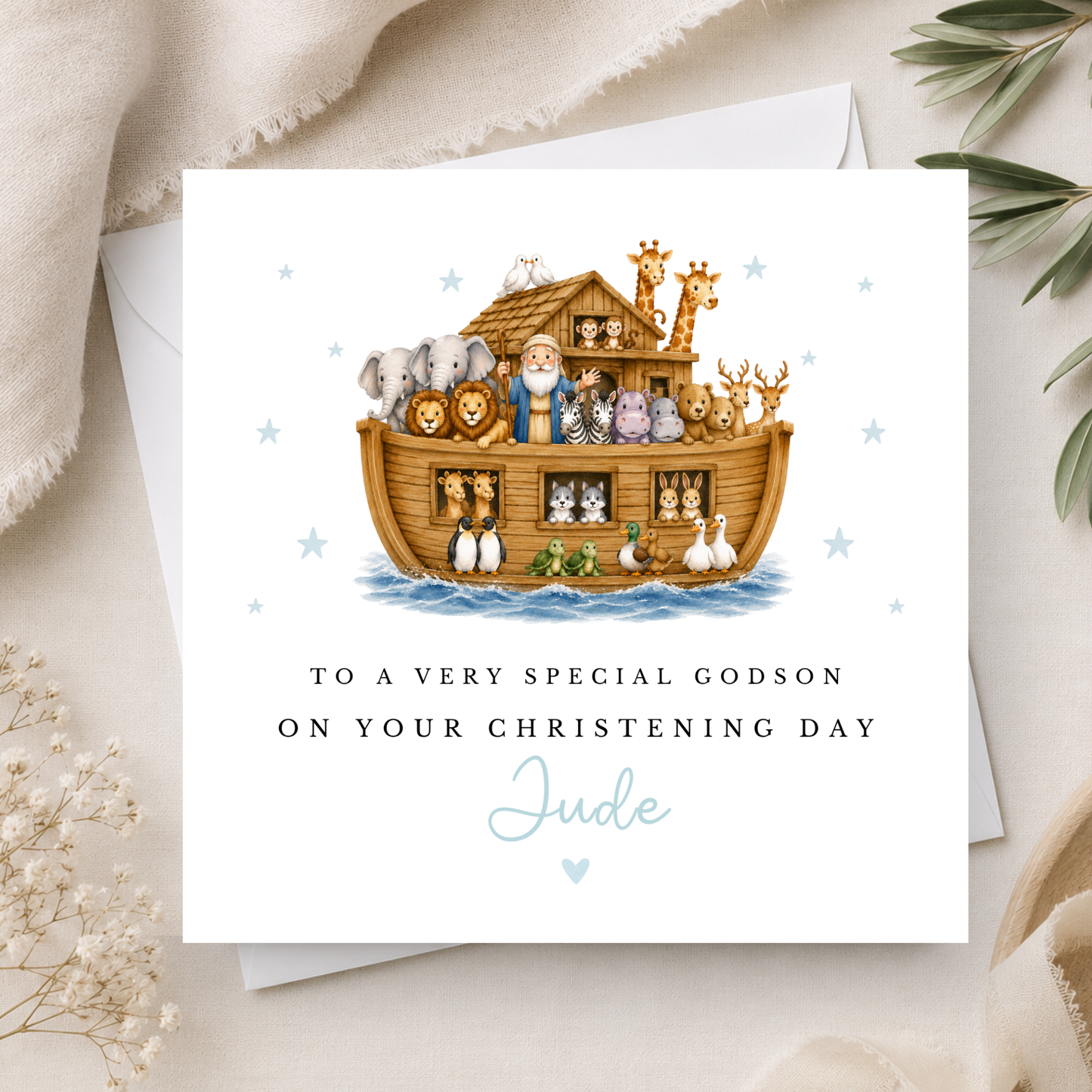 Noahs Ark Christening Card