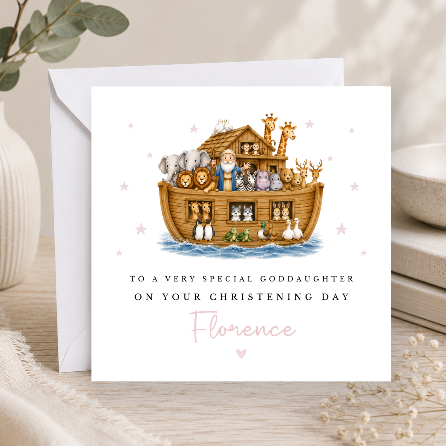 Noahs Ark Christening Card