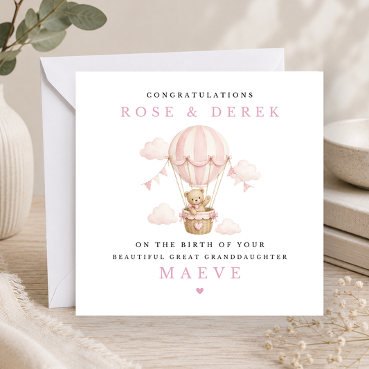 Teddy Bear New Great Grandparents Congratulations Card