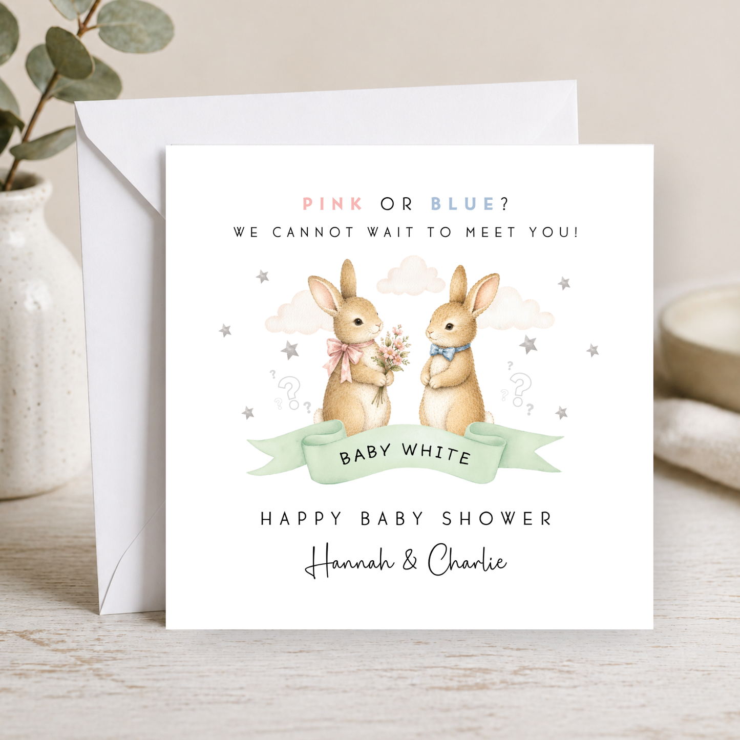 Bunny Rabbit Baby Shower Card