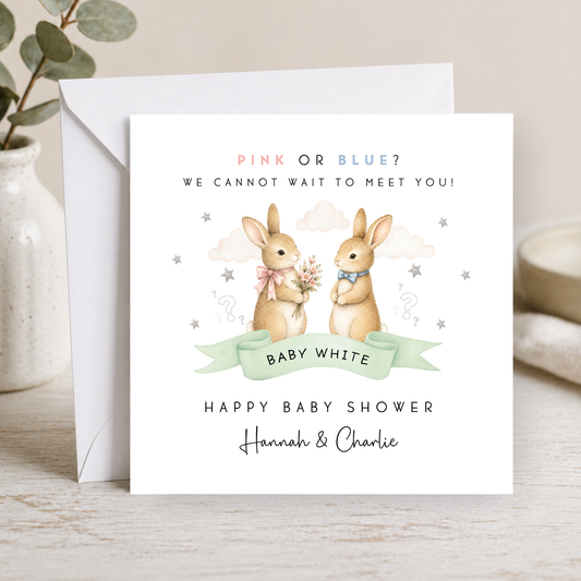 Bunny Rabbit Baby Shower Card