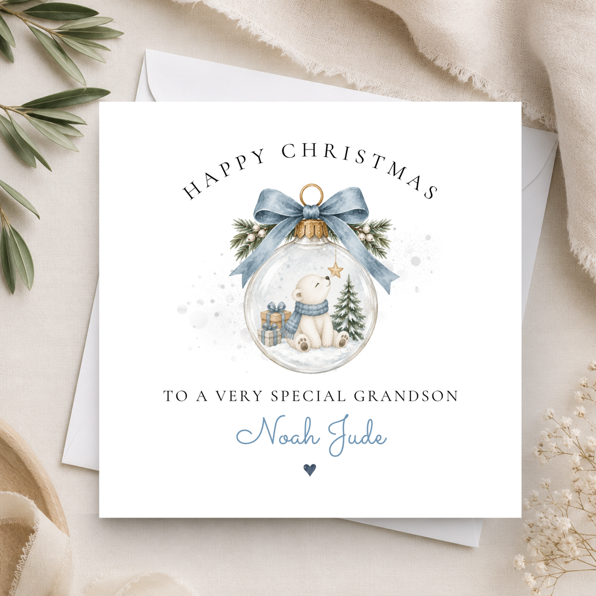 Polar Bear Christmas Card For Little Boy
