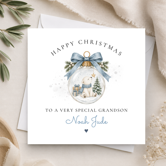 Polar Bear Christmas Card For Little Boy
