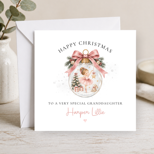 Ballerina Christmas Card For Little Girl