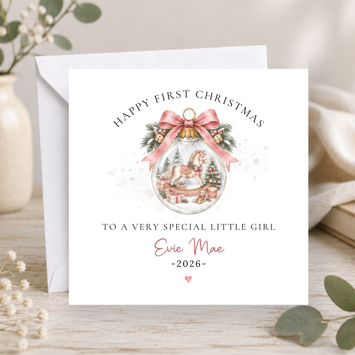 Vintage First Christmas Card For Little Girl