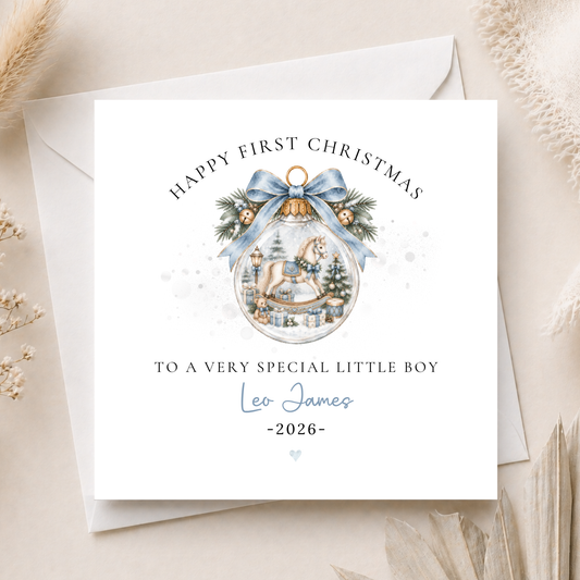 Vintage First Christmas Card For Little Boy