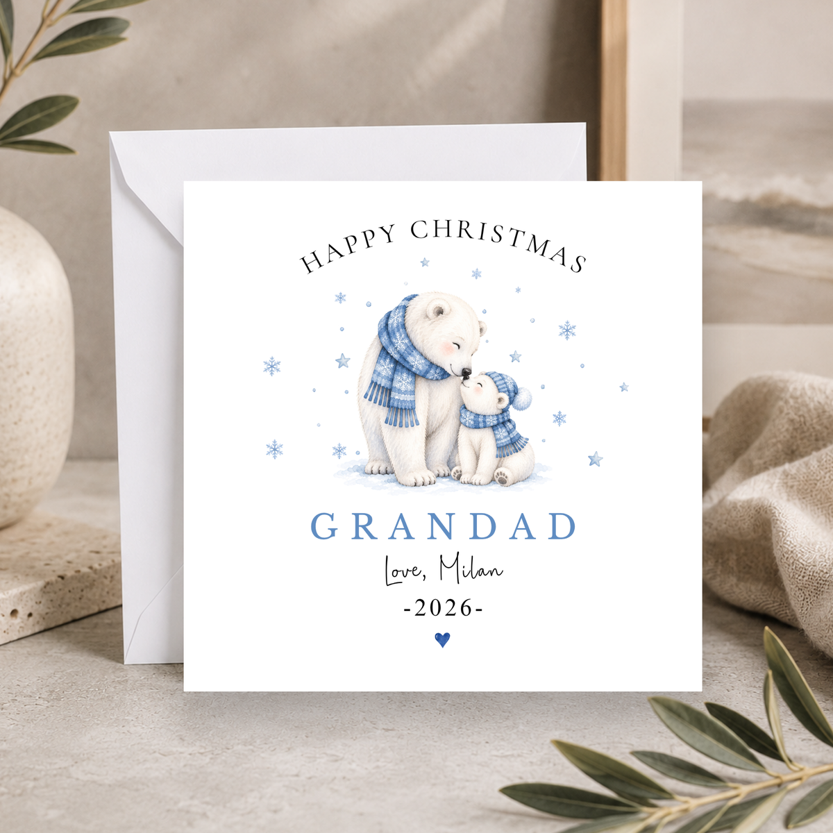 Polar Bear Christmas Card For Grandad