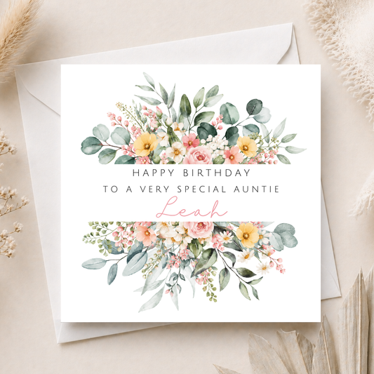 Floral Birthday Card For Auntie
